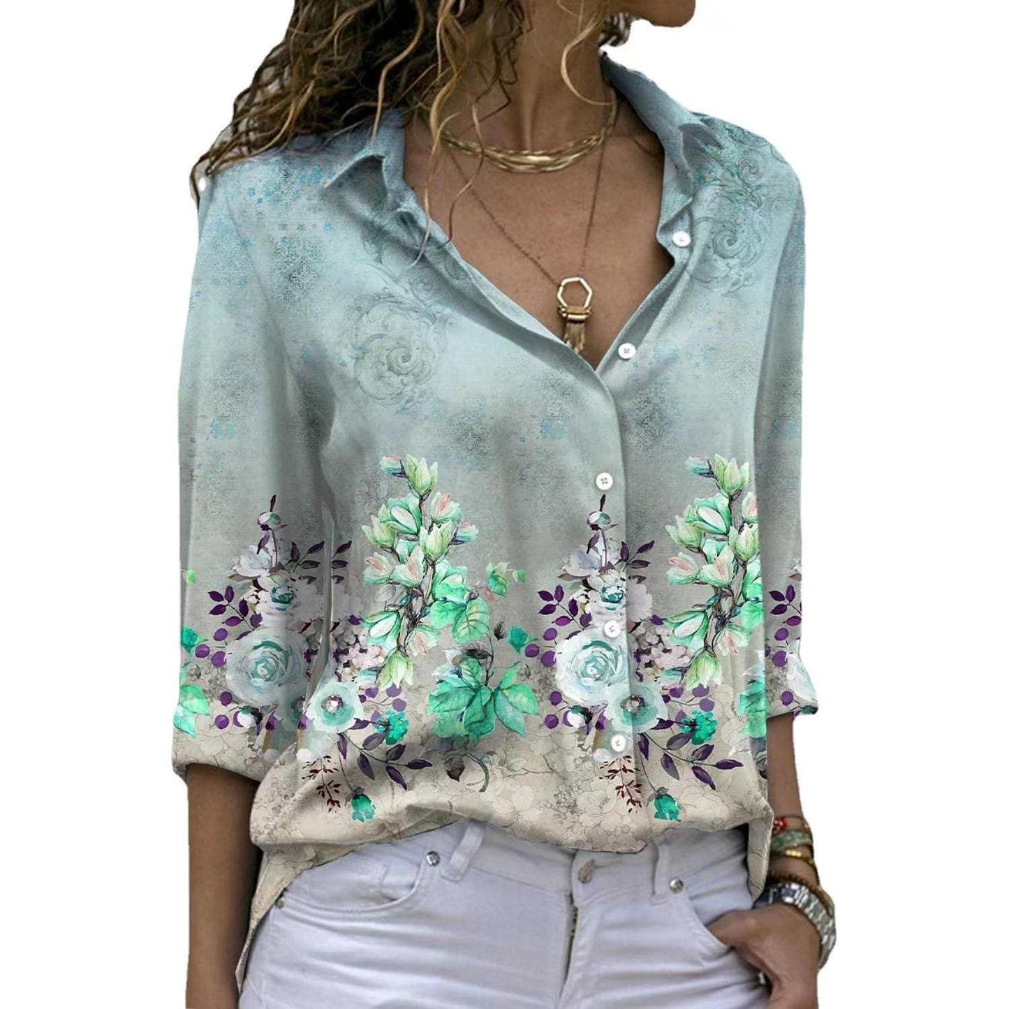 Women's Delivery Fashion Printed Wear Long Sleeve Blouses