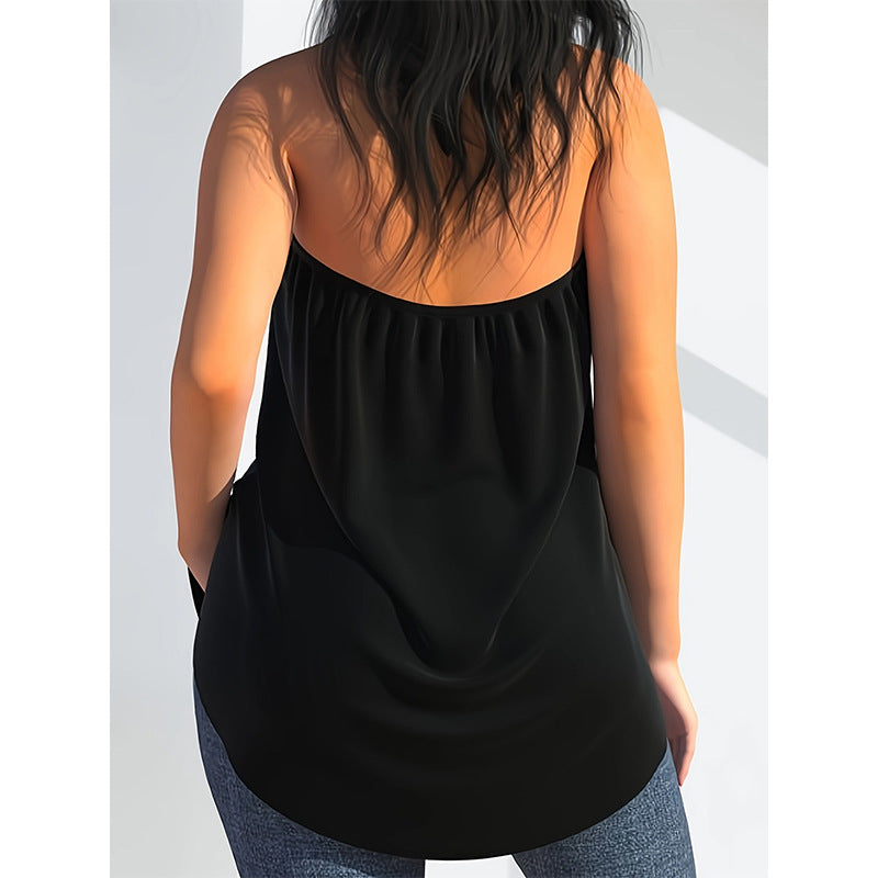 Damen Sommer Sexy T-Shirt Neckholder Lose Unregelmäßige Tops