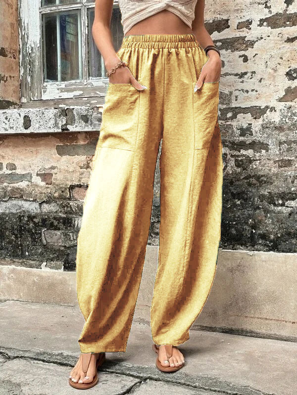 Pantalon à poche de couleur unie pour femme avec un pantalon