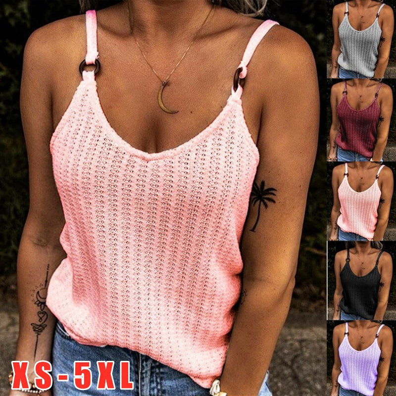 Pretty Retro V-neck Splicing Sling Strap Tops