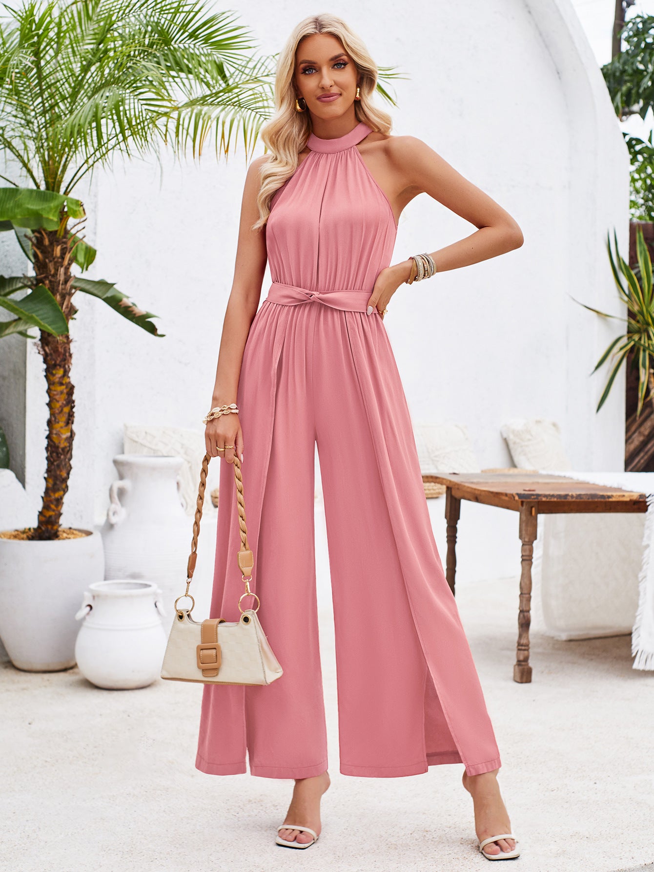 Women's Fashion Summer Fresh Style Pure Color Jumpsuits