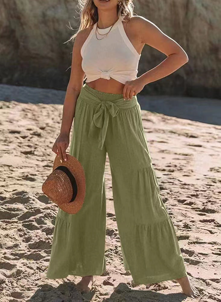 Women's Temperament Stitching High Waist Wide Leg Pants