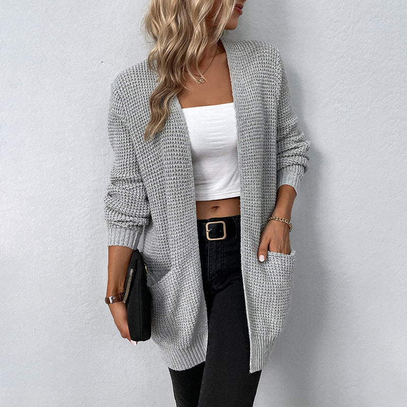 Beautiful Women's Knitted Solid Color Pocket Cardigans