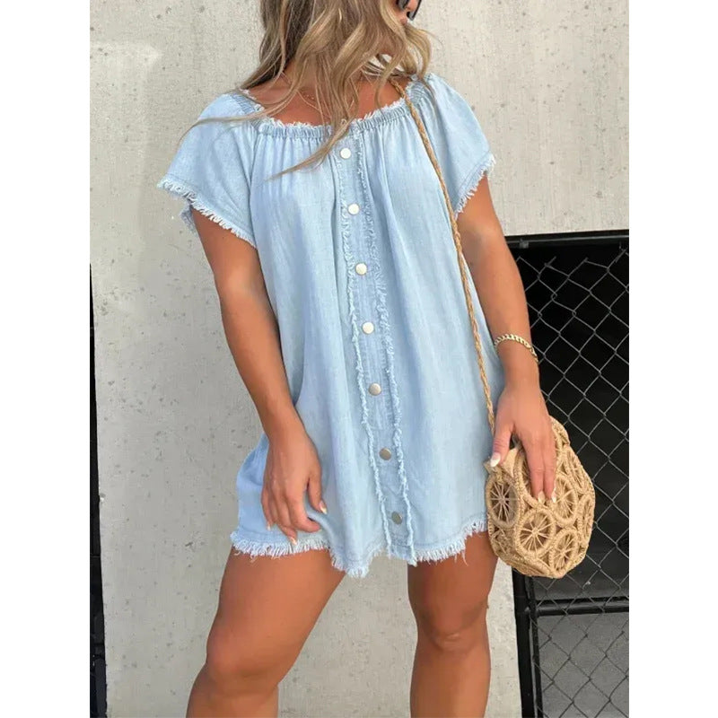 Women's Summer Hot Denim Tassel Sexy Dress Dresses