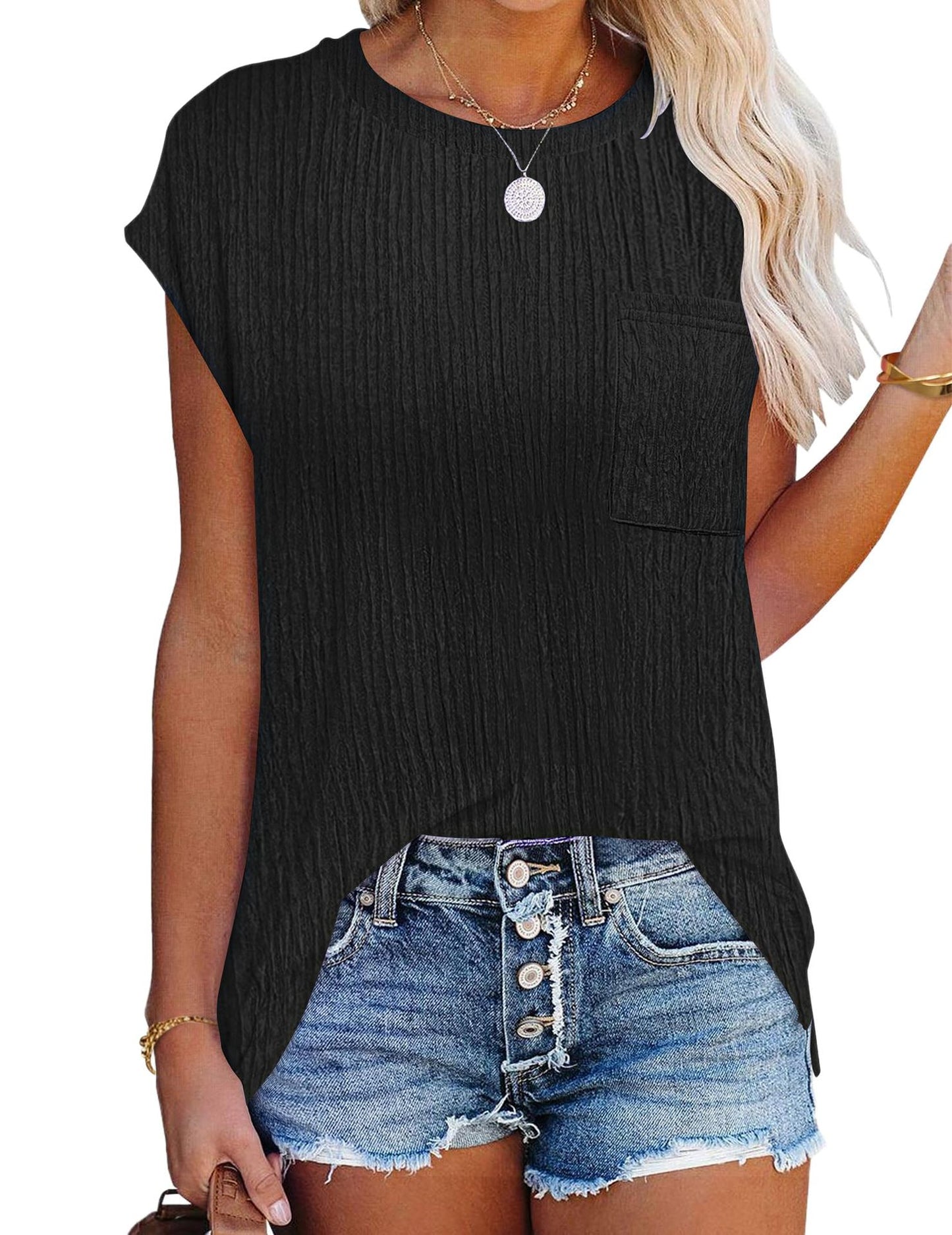 Women's Popular Casual Round Neck T-shirt Shirt Tops