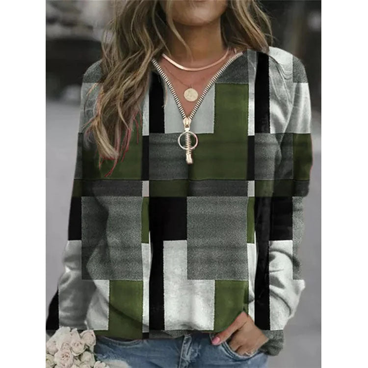 Attractive Women's Creative Plaid Fleece Pullover Sweaters