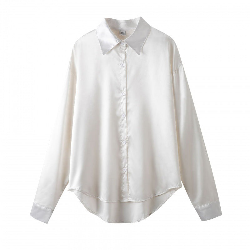 Women's Satin Shirt Minority Retro Style Design Blouses