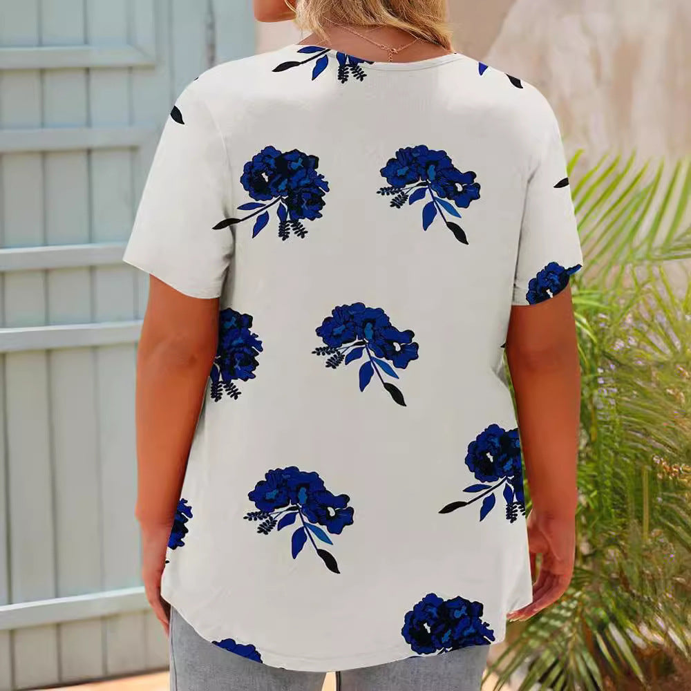 Women's Printed T-shirt Boho Floral Sleeve Blouses