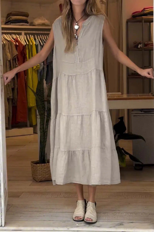 Women's Classy Cotton Linen Dress Long Dresses