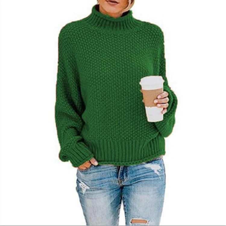 Women's Turtleneck Loose Solid Color Commuting Wear Sweaters