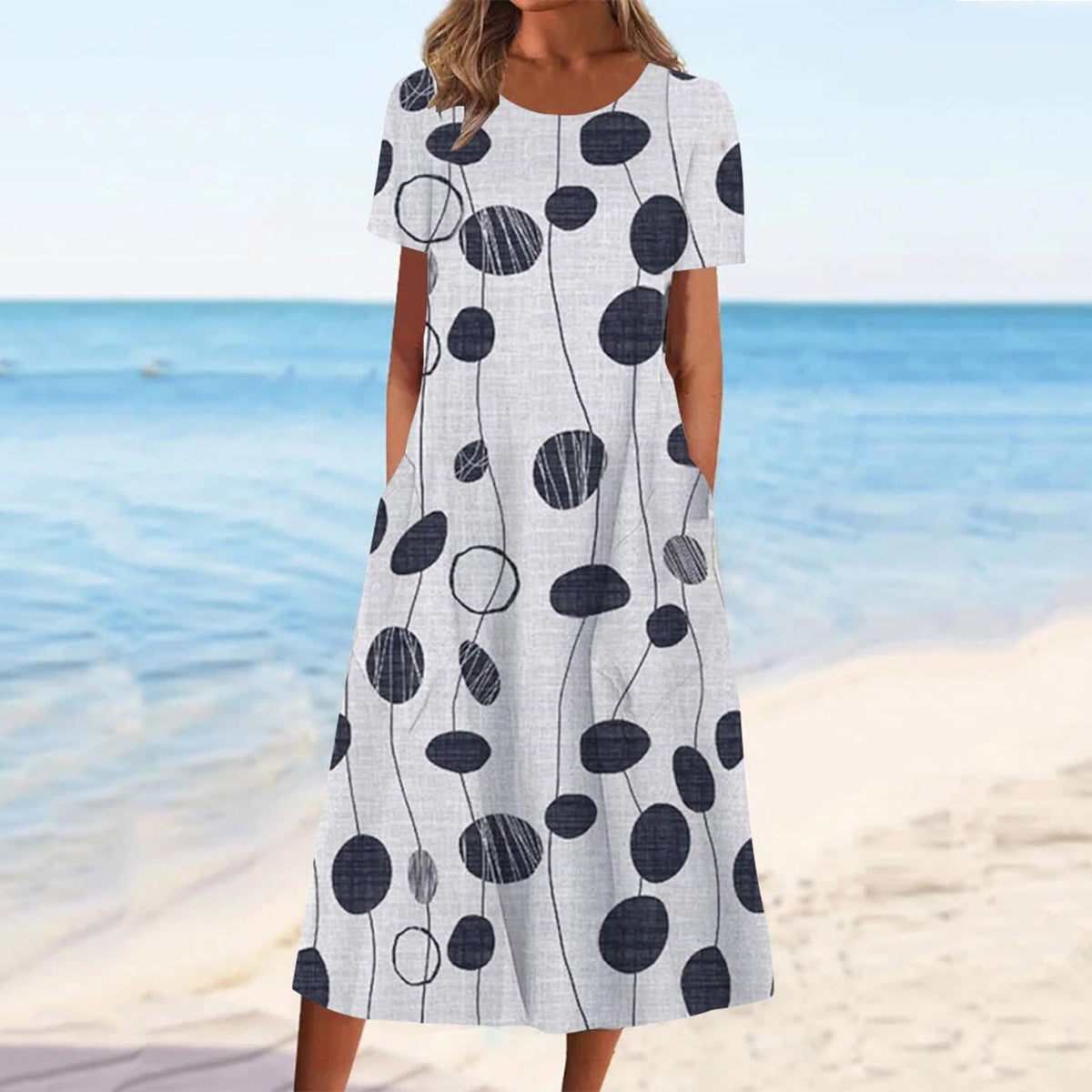 Women's Neck Printed Elegant Casual With Pockets Dresses