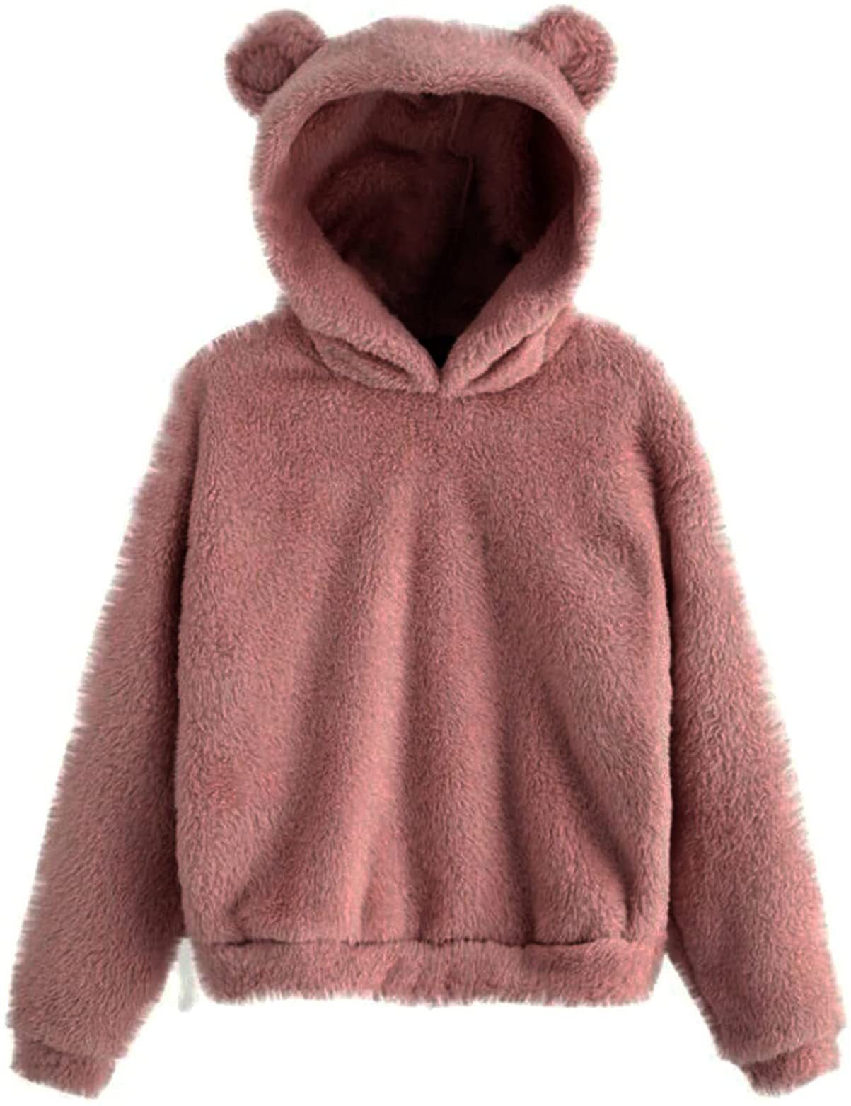 Neue trendige, flauschige, warme Pullover mit Kaninchen-Kapuze