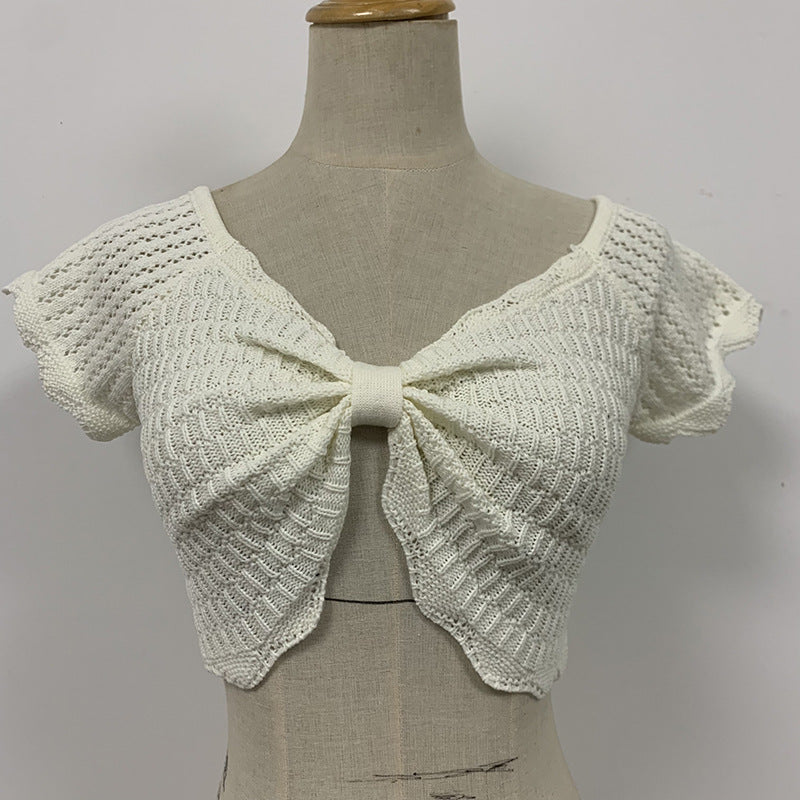 Women's Slimming Wear Sexy Crocheted Flower Navel Blouses