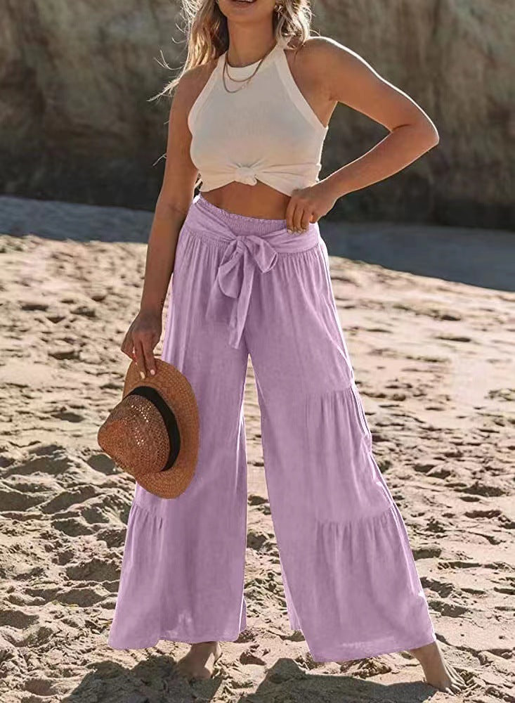 Women's Temperament Stitching High Waist Wide Leg Pants