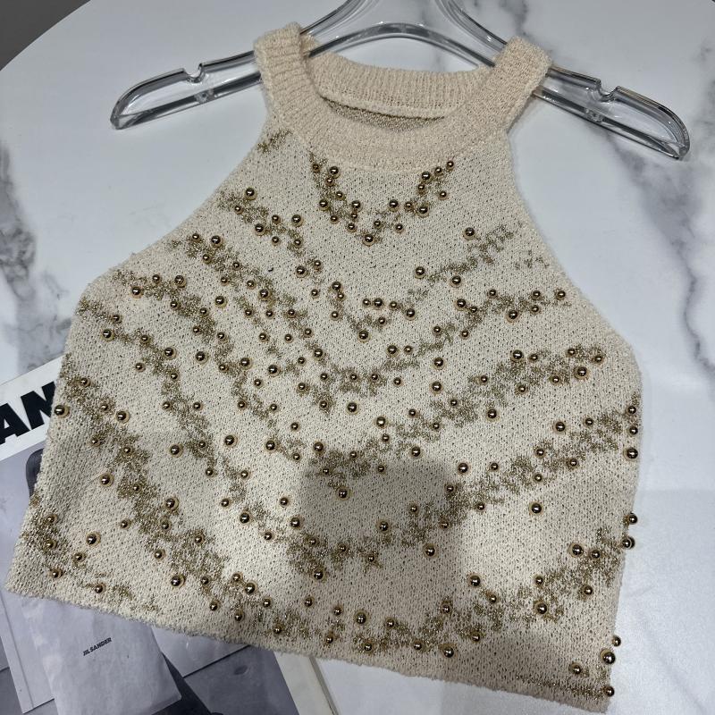 Women's Classic Style Elegant Beaded Halter Design Knitwear