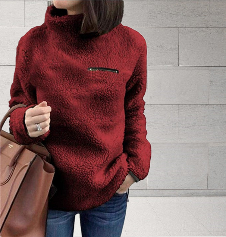 Women's Autumn Fashion Zipper Turtleneck Base Sweaters