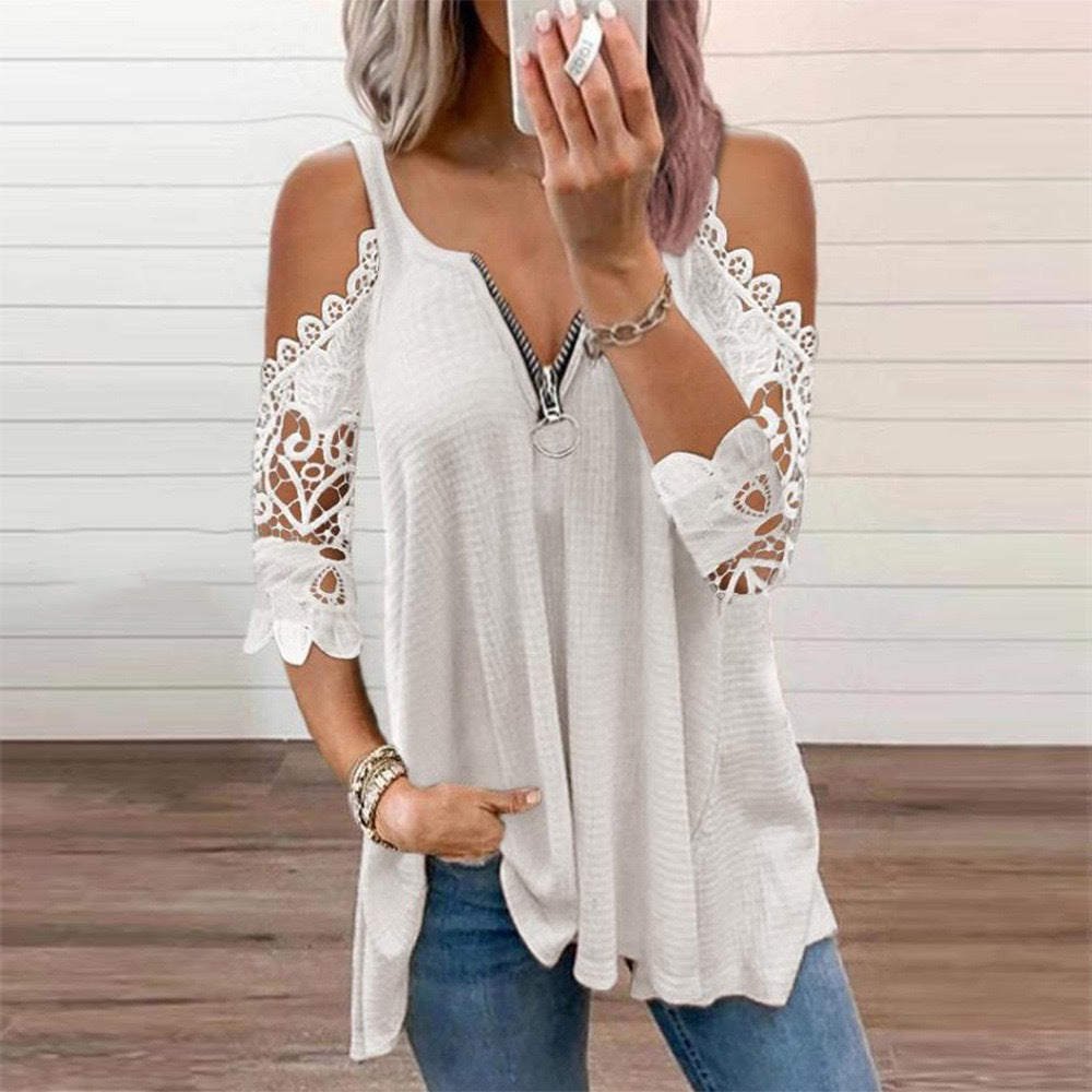 Women's Popular Hollow-out Camisole Lace Sleeve Knitted Vests