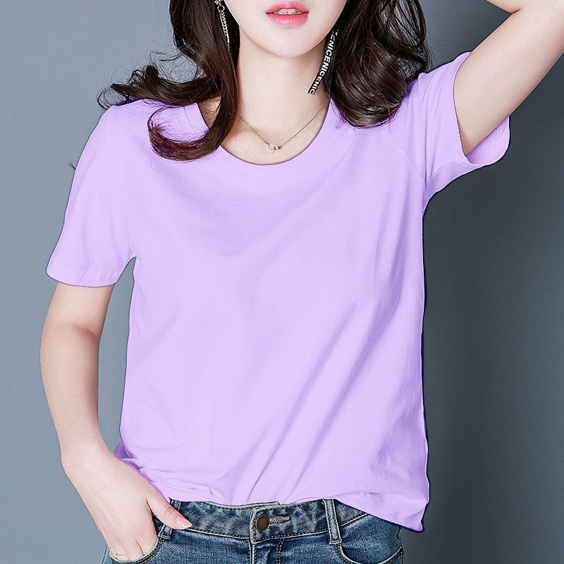 Weiße kurzärmlige T-Shirt-Basisblusen im koreanischen Sommerstil für Damen