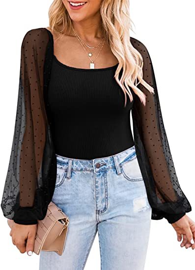 Women's Summer Fashion Lantern Sleeve Slim Fit Tops