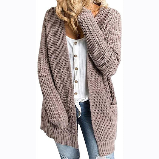 Beautiful Women's Knitted Solid Color Pocket Cardigans