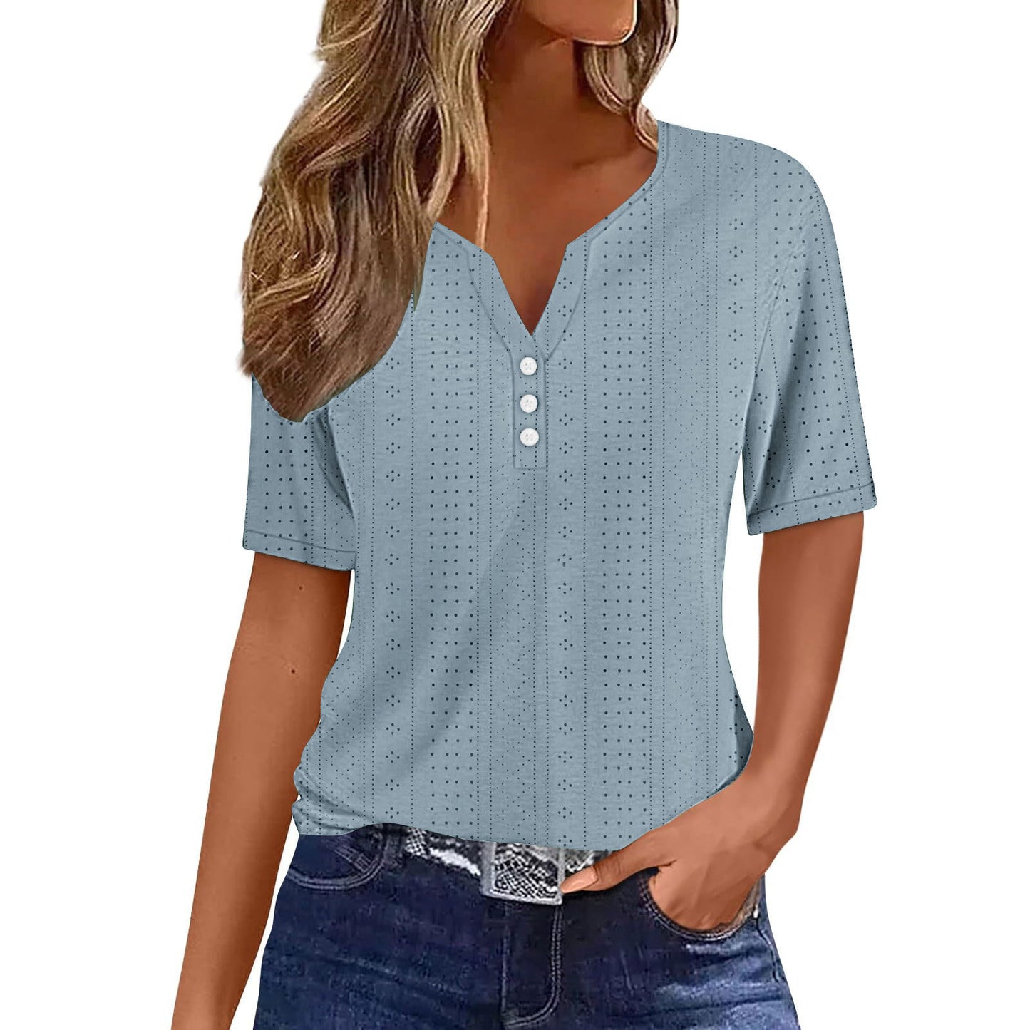 Women's Style Fashion Casual Loose Comfortable Jacquard Hollow Blouses