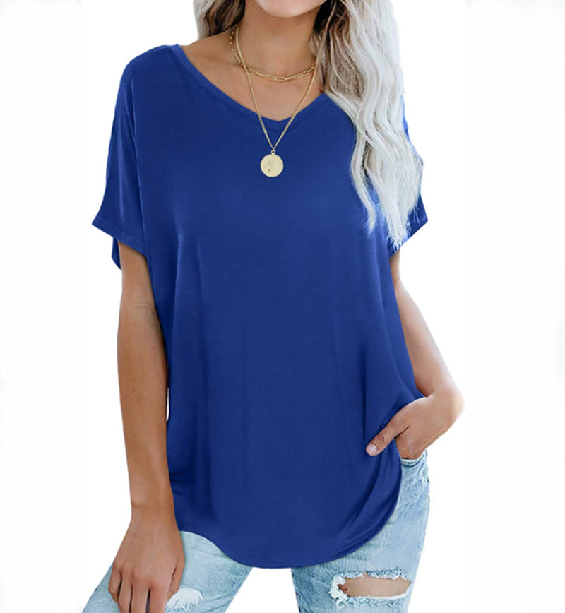 Women's T-shirt Loose Design V-neck Casual Summer Blouses