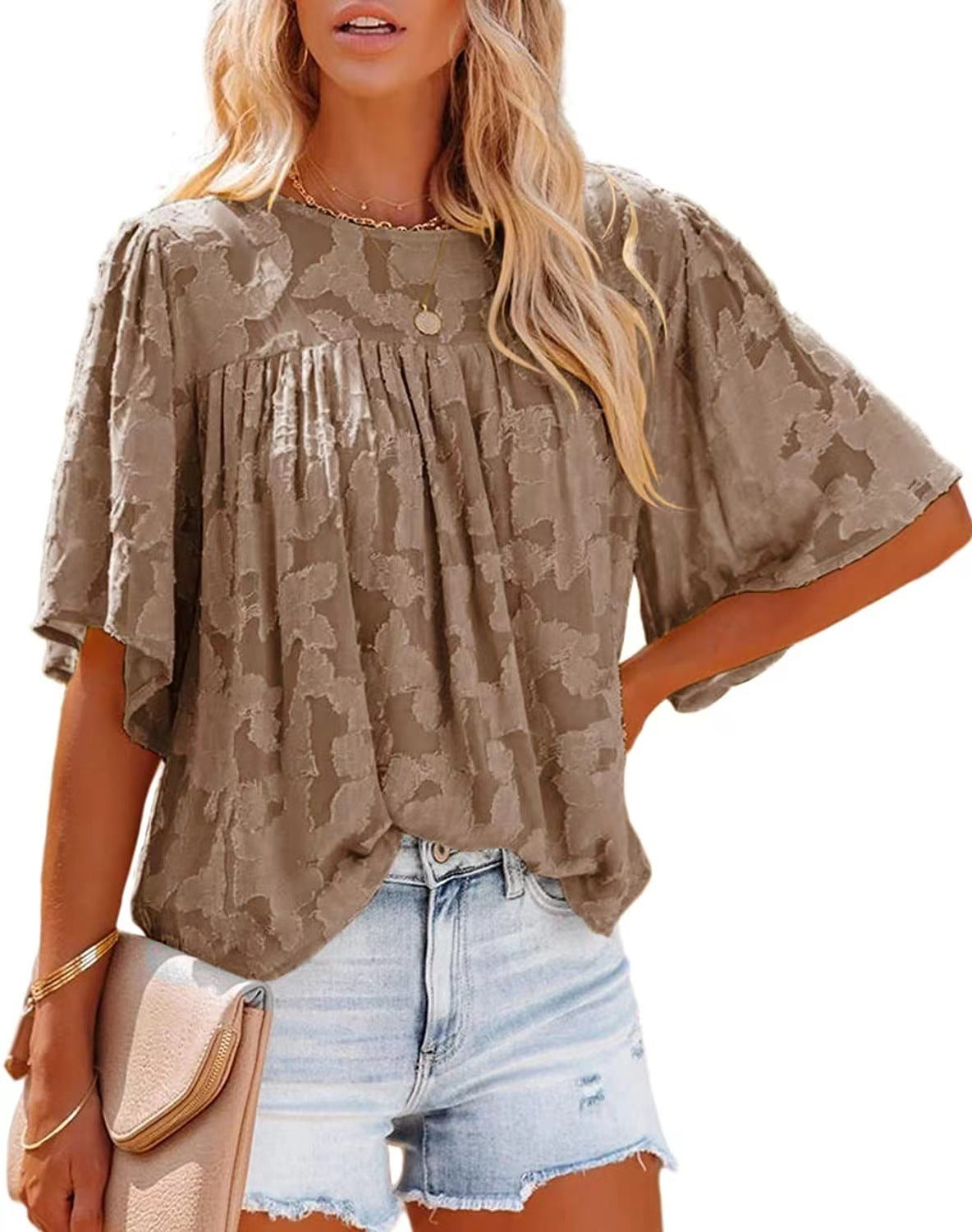 Women's Summer Bell Sleeve Little-girl Style Hollow-out Blouses