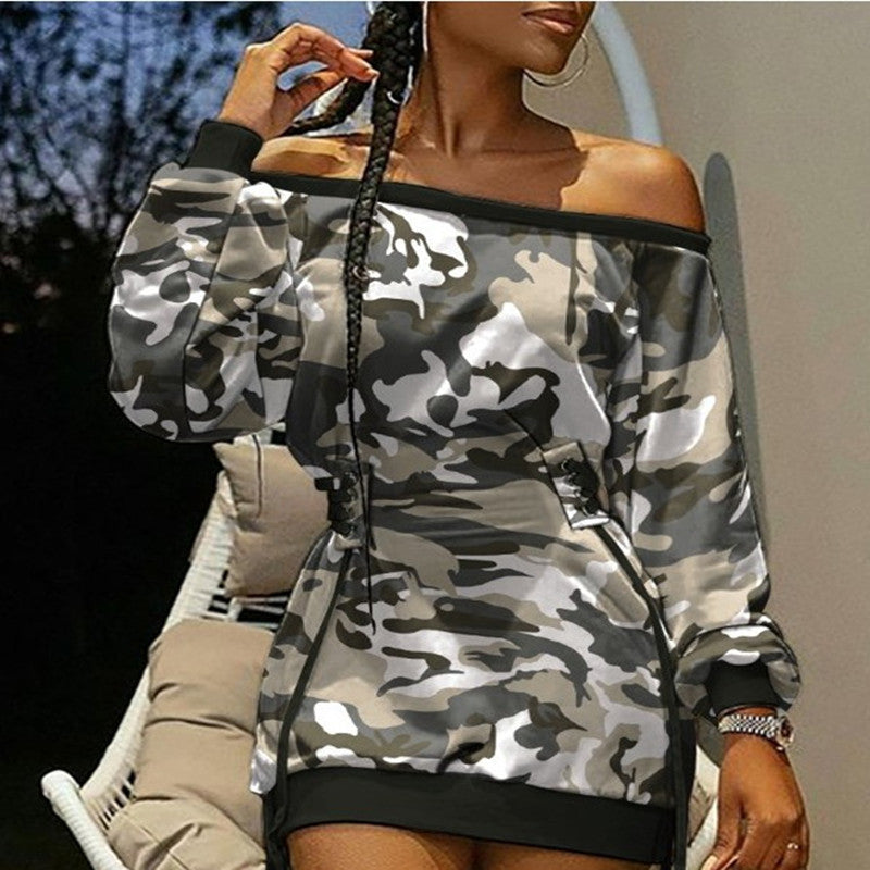 Women's Round Neck Printed Long Sleeve Loose Dresses