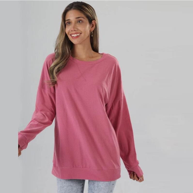 Women's Autumn Home Comfortable Fashion Round Neck Blouses