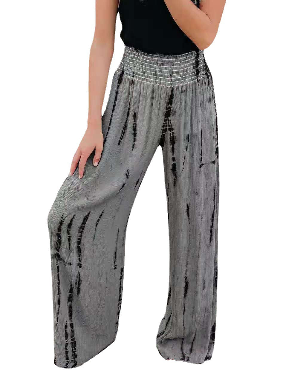 Fashion Elastic High Waist Pocket Wide Leg Pants