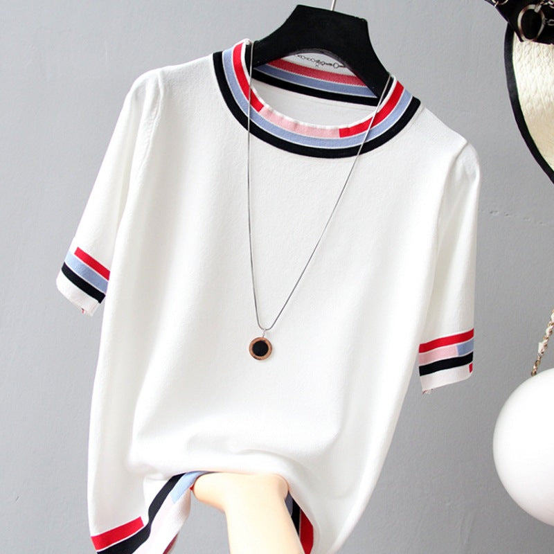 Women's White Autumn Stylish Loose Sleeve Ice Knitwear