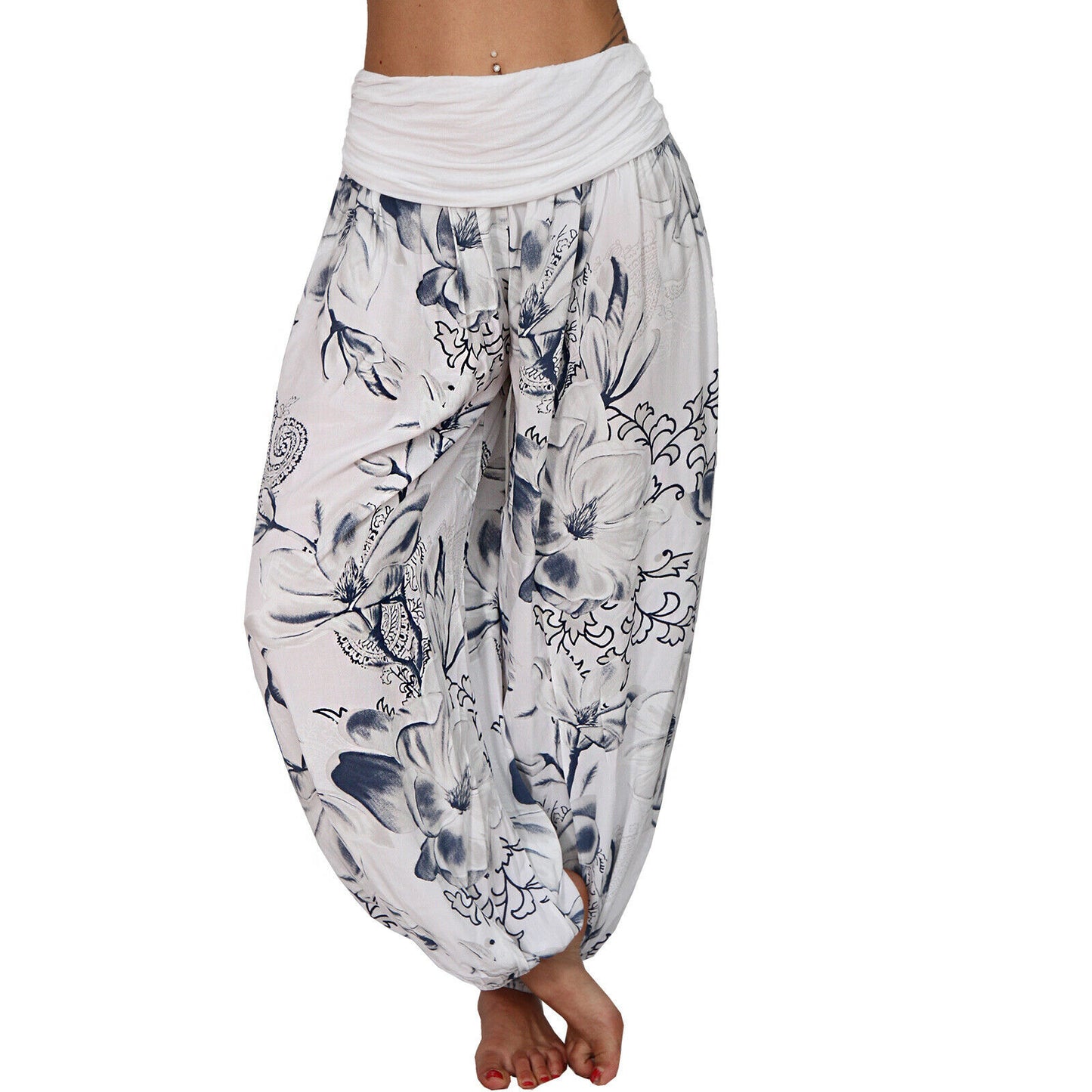 Women's Printed Loose Casual Wide-leg Trousers Pants