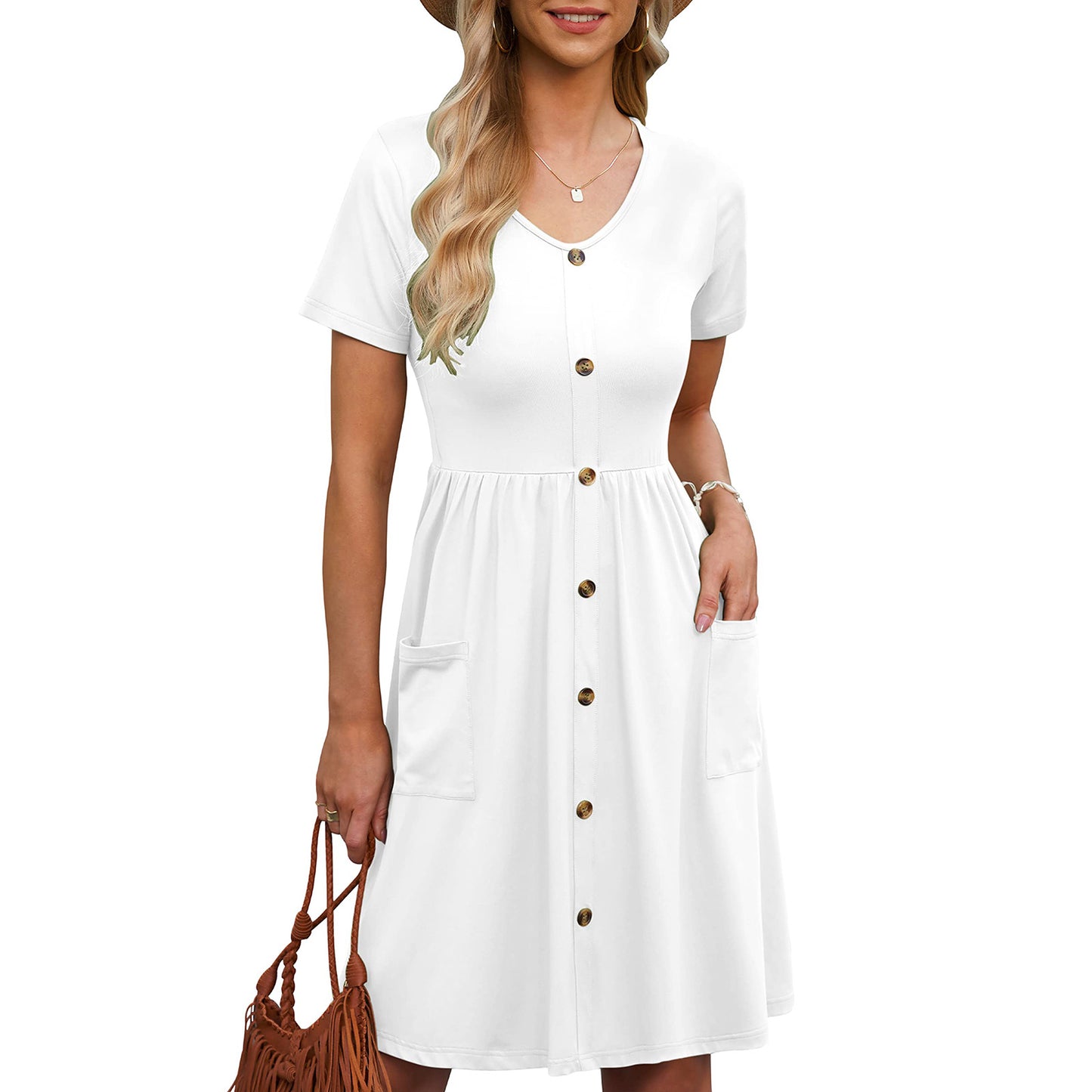 Women's Solid Color Round Neck Long Sleeve Dresses