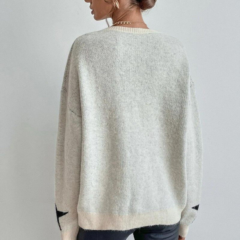 Pull à col rond pour femme, début du printemps