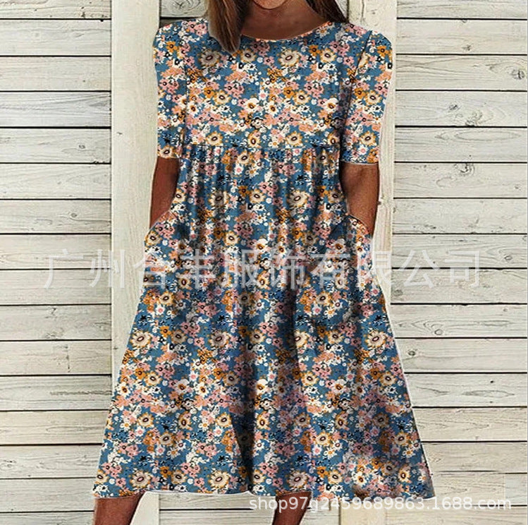 Bedrucktes Sommerkleid für Damen, lockere Kleider