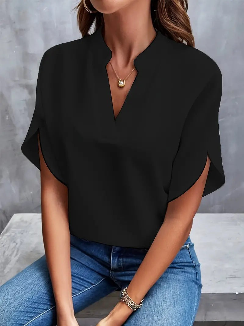 Women's Summer Casual Solid Color Loose Shirt Blouses