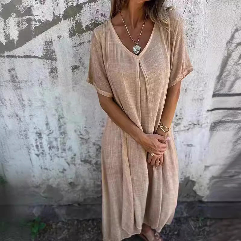 Casual Loose Dress Sleeve Solid Color Dresses