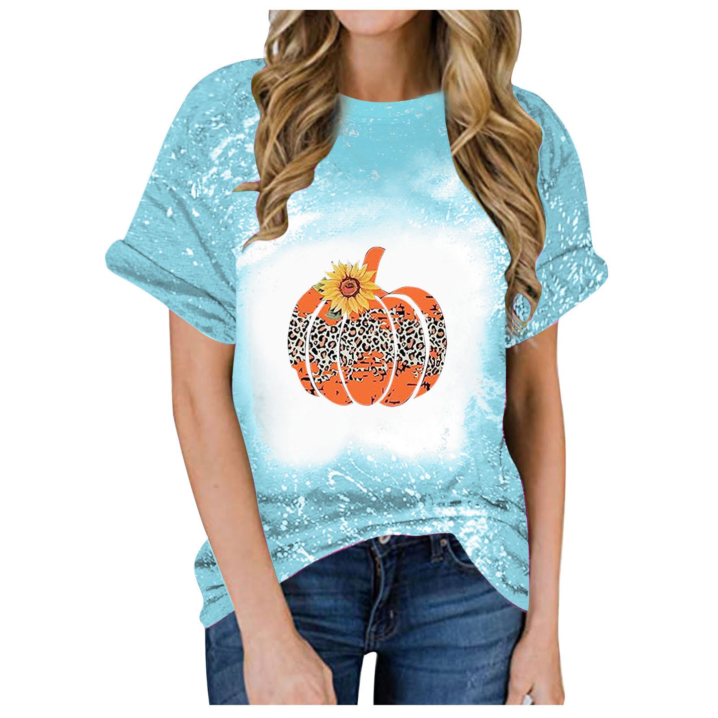 Women's Summer Halloween Pumpkin Printed Short-sleeved T-shirt Blouses