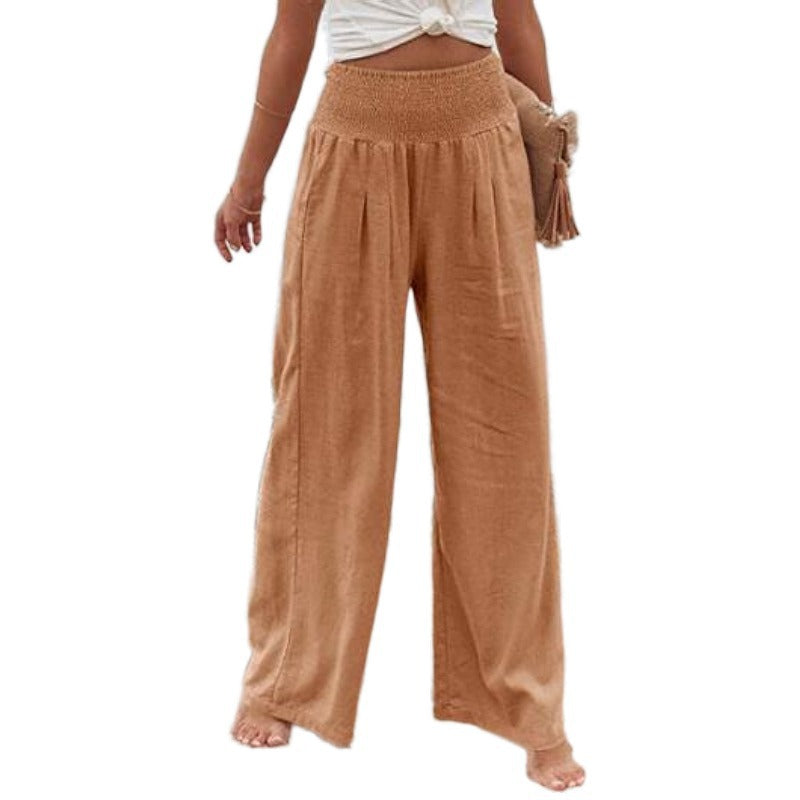 Women's High Waist Casual Wide Leg Cotton Pants