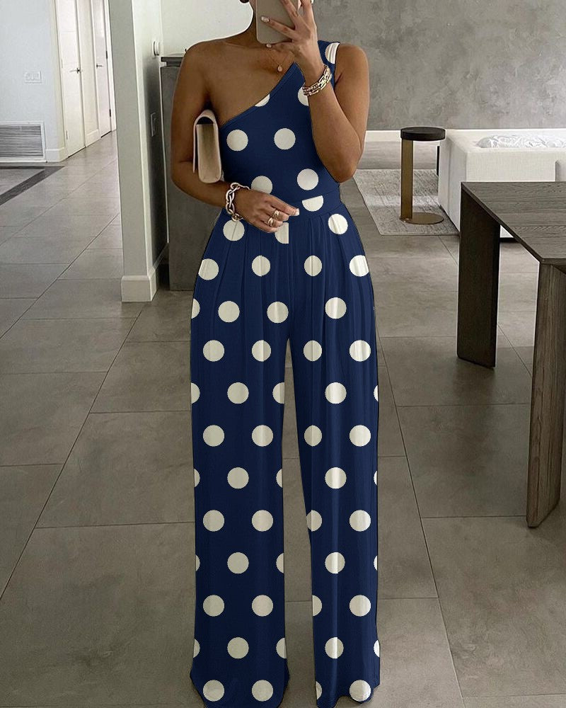 Trendy Simple Sexy One-shoulder Asymmetric Comfortable Jumpsuits