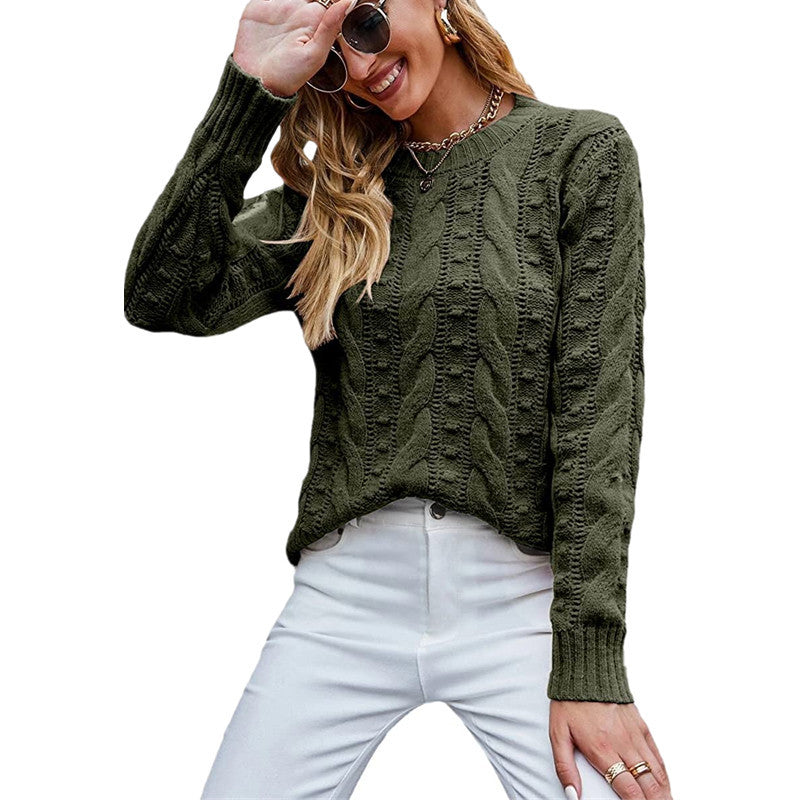 Beautiful Women's Long Sleeve Cable-knit Pullover Sweaters