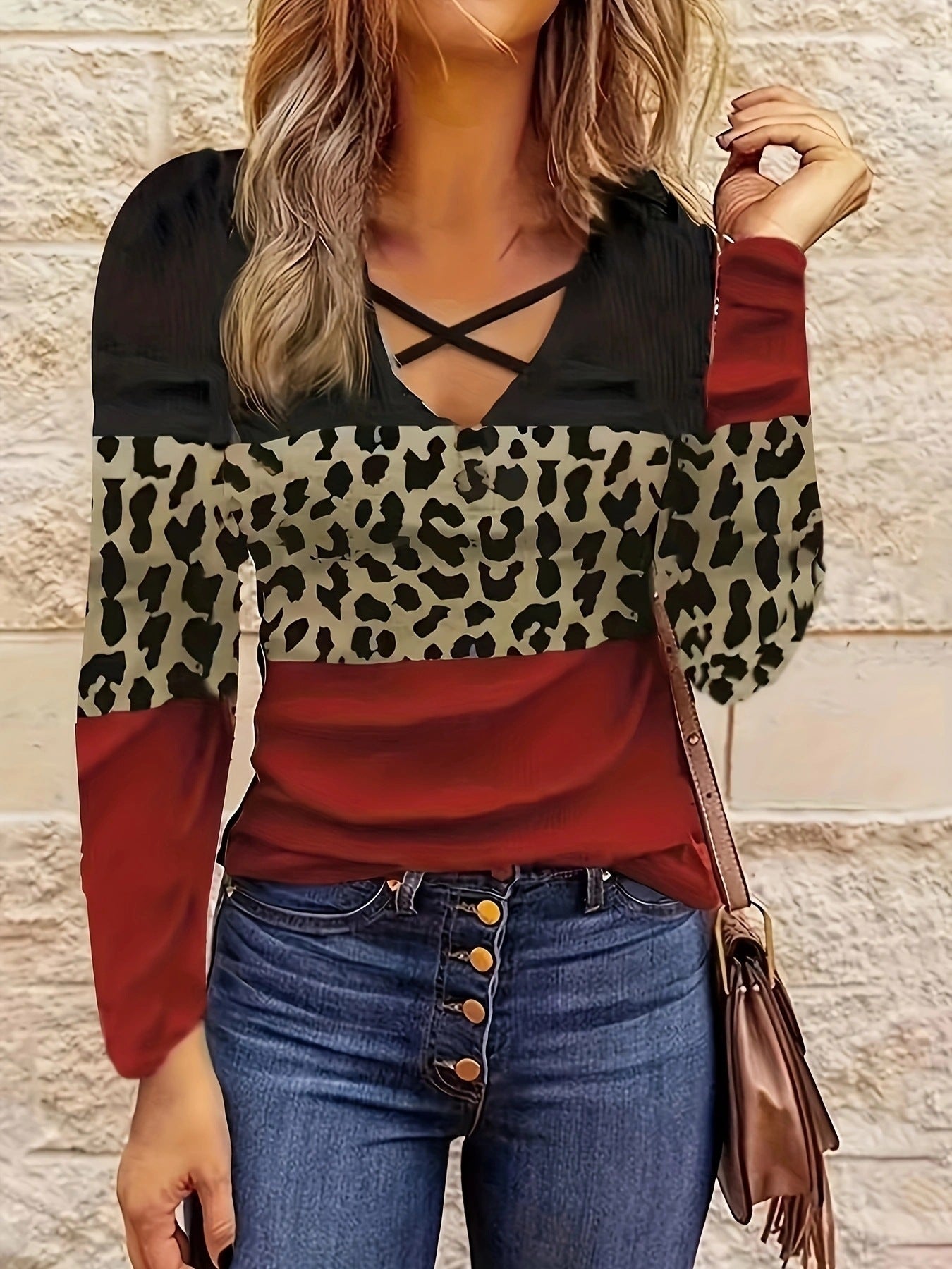 Women's Summer Personalized Leopard Splicing Ladies Blouses