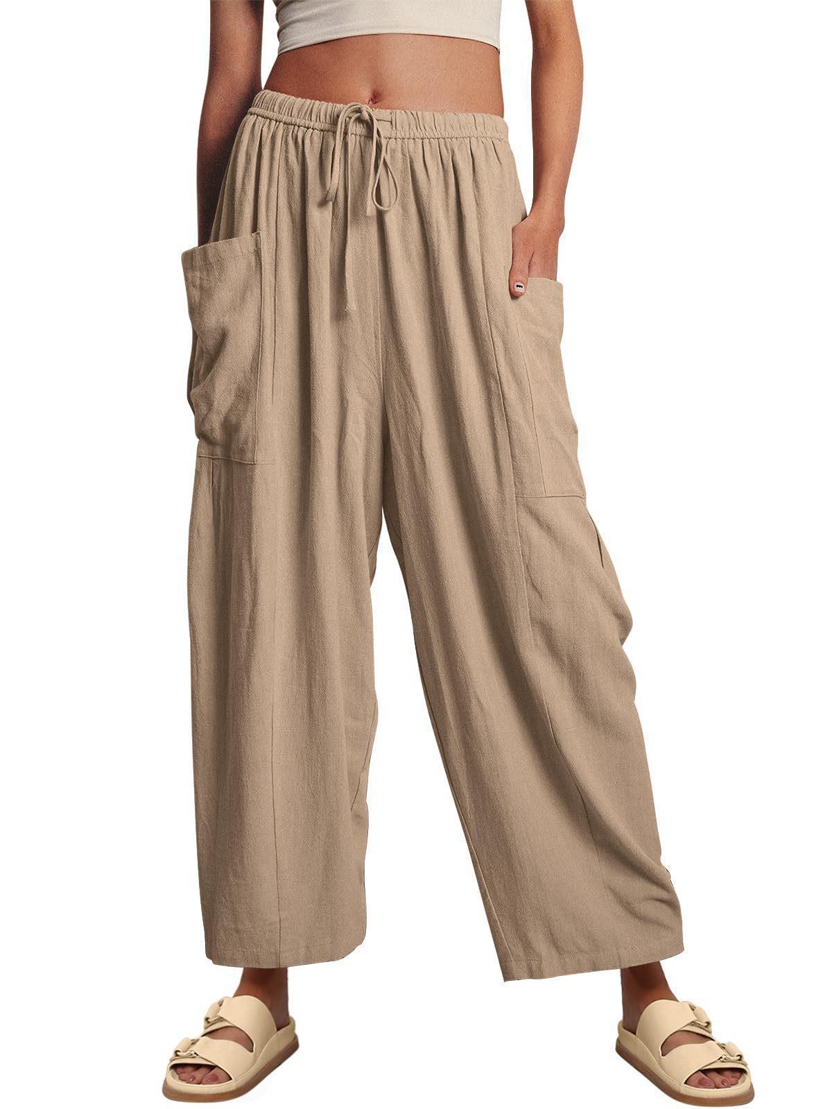 Women's Waist Pleated High Wide Leg Loose Casual Pants