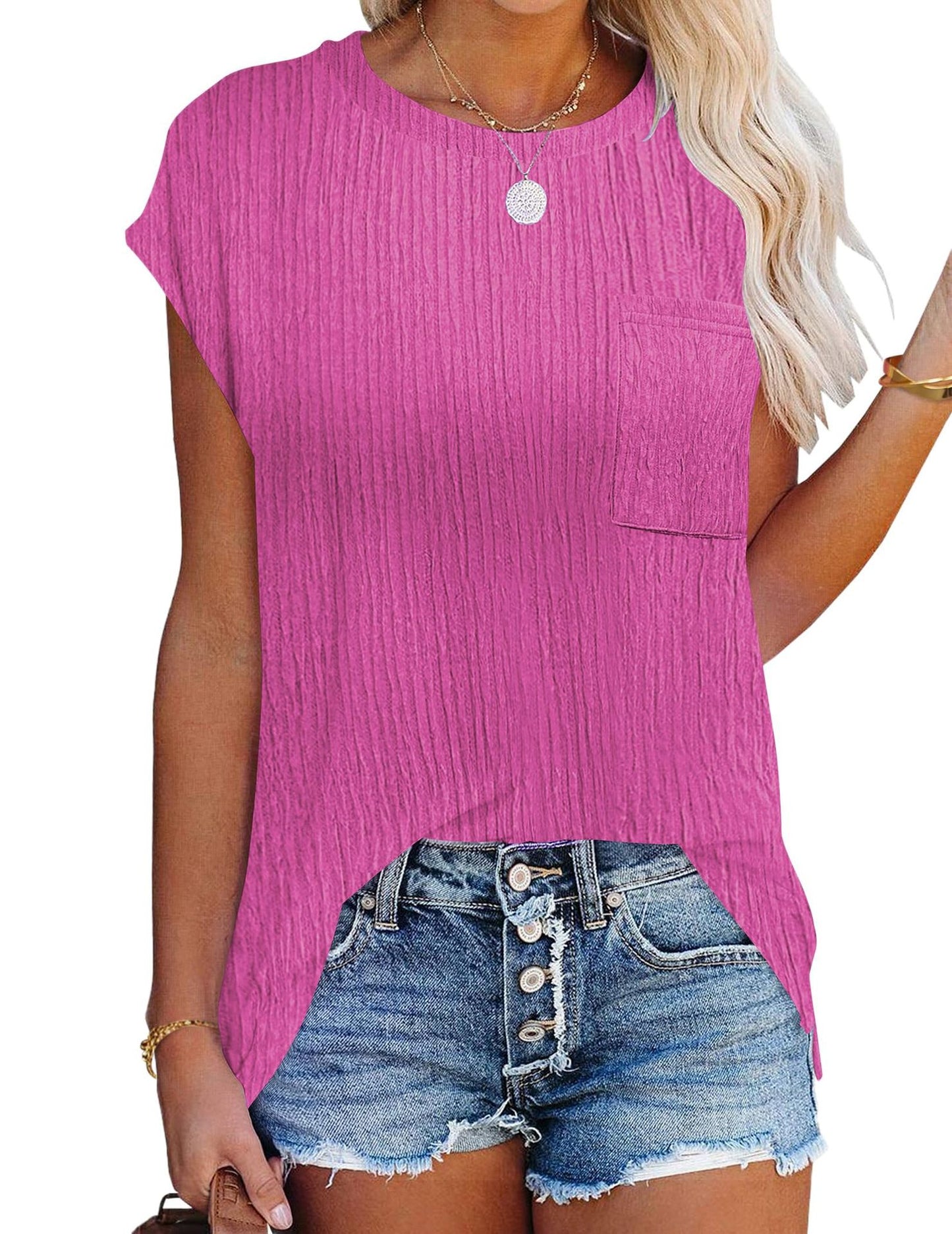 Women's Popular Casual Round Neck T-shirt Shirt Tops