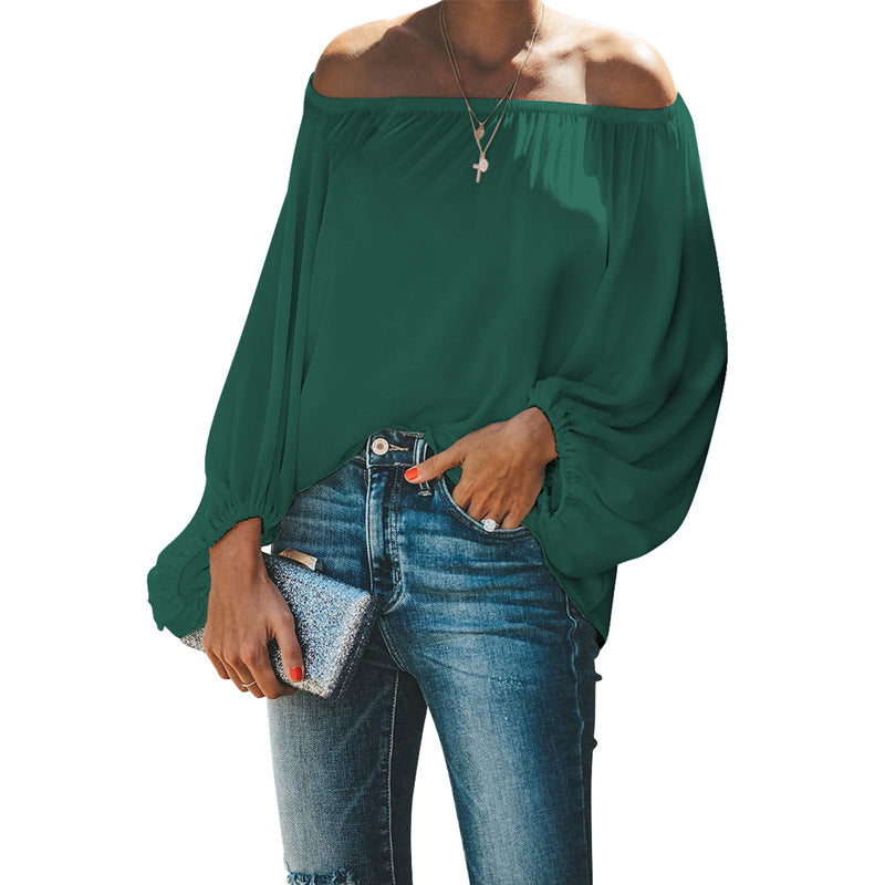 Women's Solid Color Simple Lantern Sleeve Loose Blouses