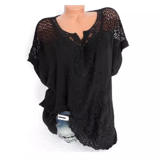 Lace Back Hollow Out T-shirt Colors Blouses