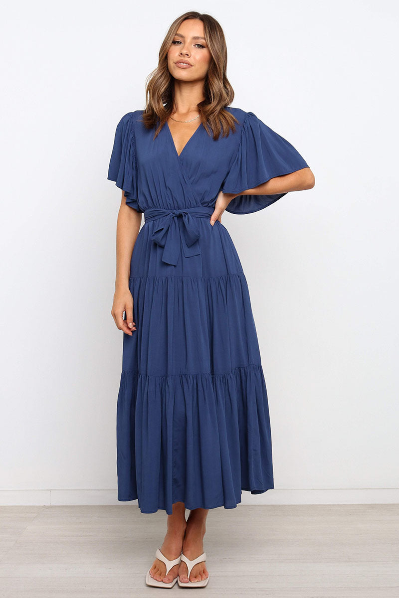 Robe longue à manches imprimées pour femmes, robes bohèmes