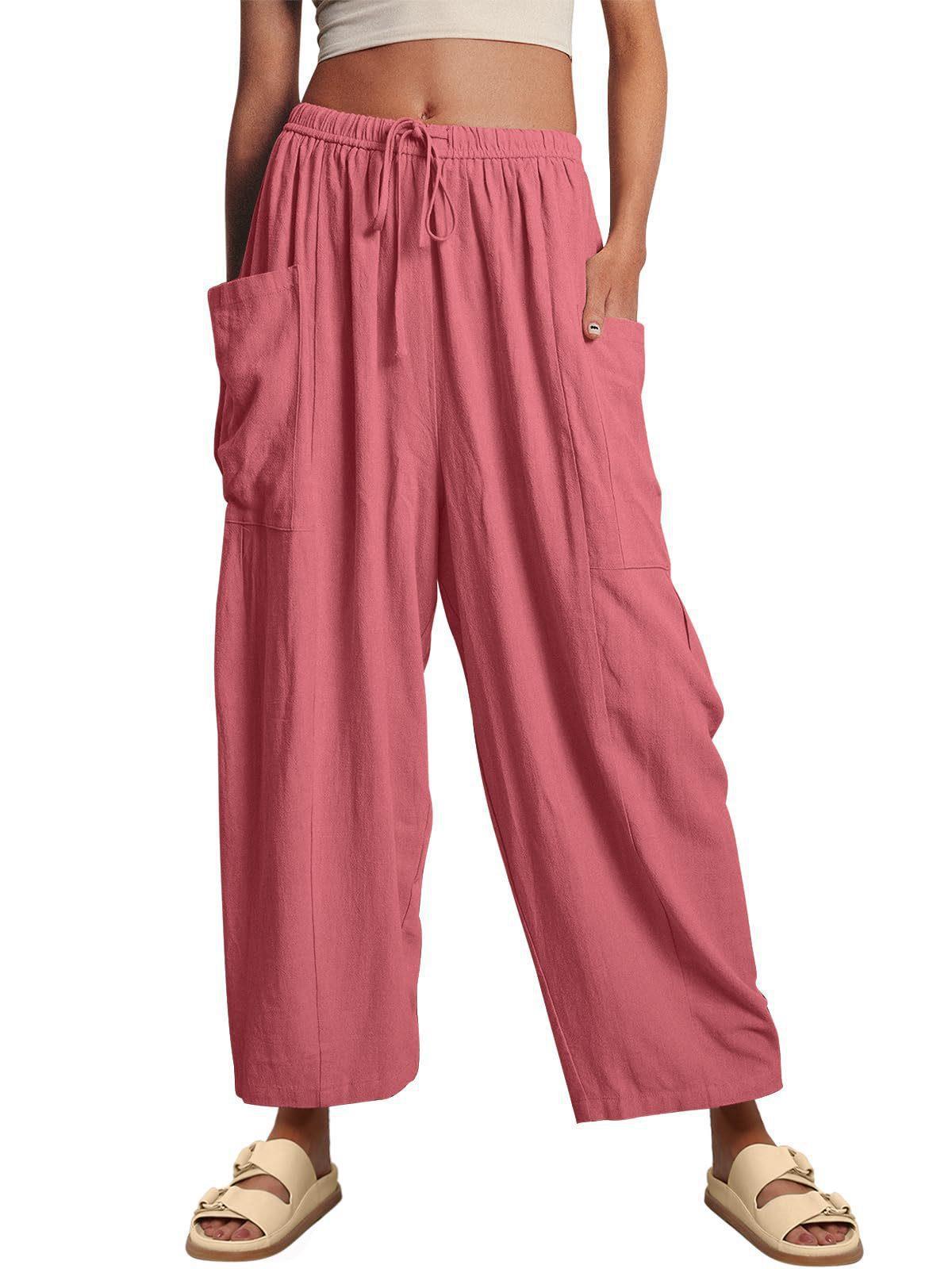 Women's Waist Pleated High Wide Leg Loose Casual Pants