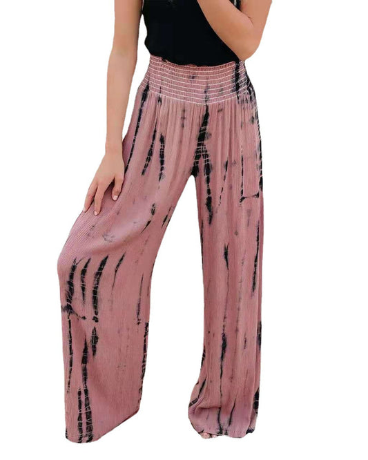 Fashion Elastic High Waist Pocket Wide Leg Pants