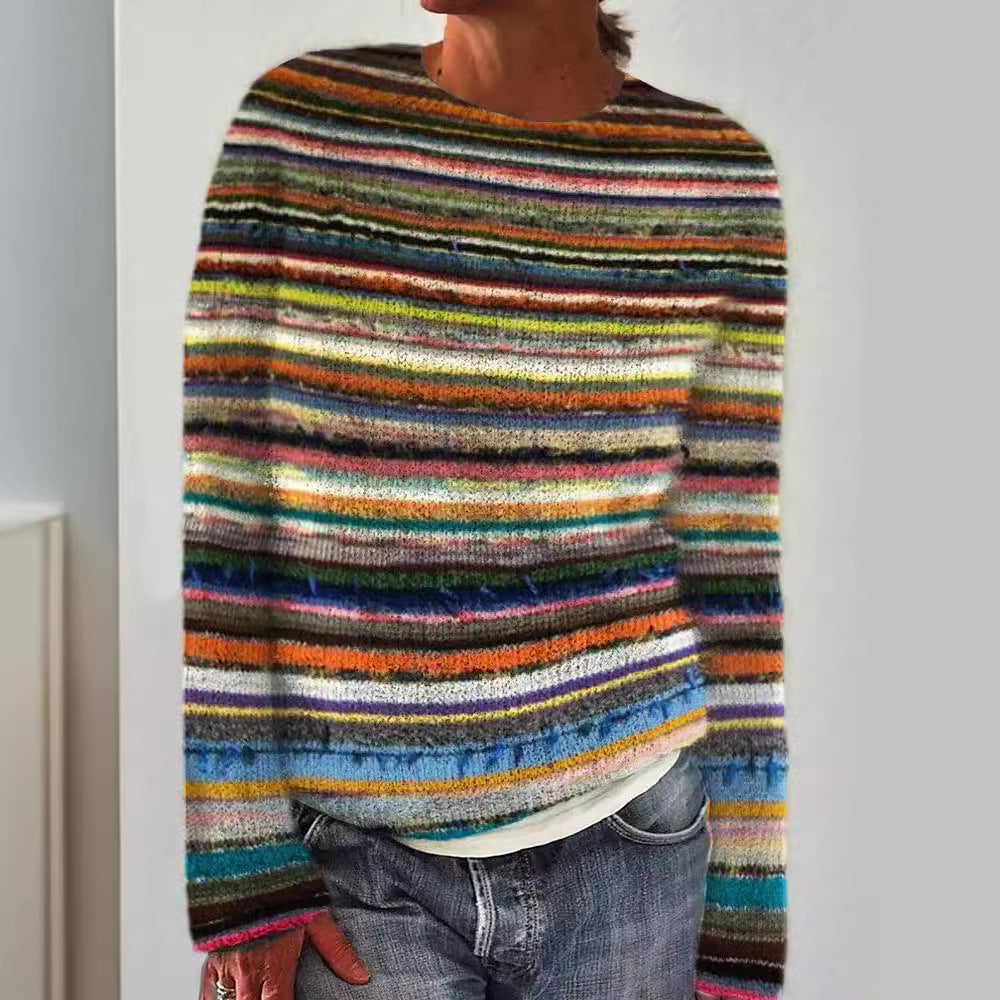 Pullover mit bedrucktem Muster für Damen, lässig, locker, lange Strickmode